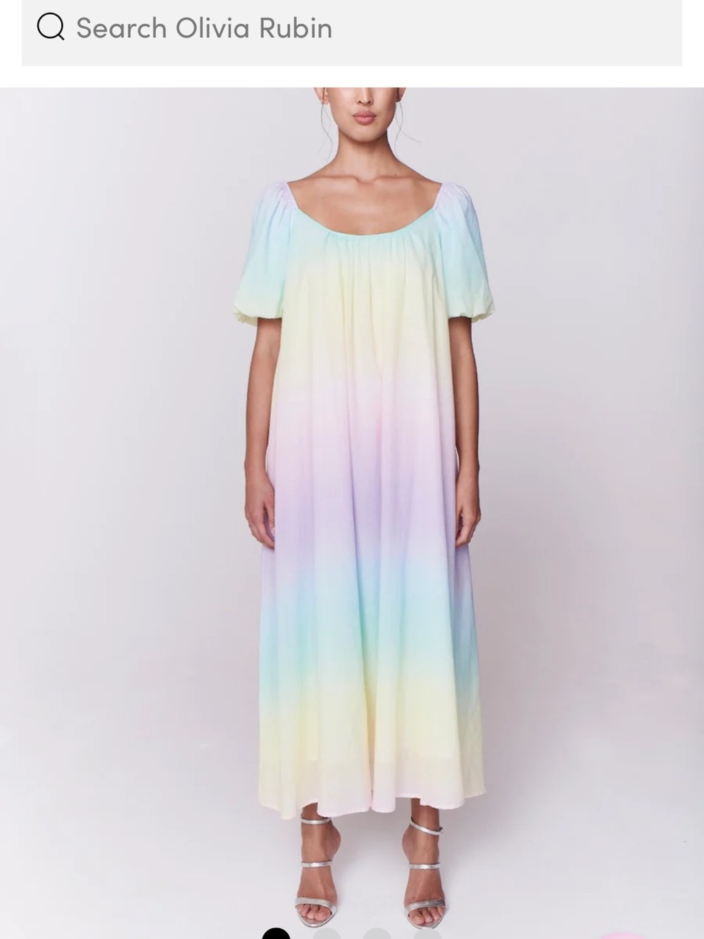 OLIVIA RUBIN Pastel Rainbow Maxi Gauze Dress in Soft Multicolor